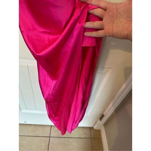NWT SER.O.YA Retrofete Revolve Emma Pink Silk Slit Midi Dress Size L - Picture 7 of 13
